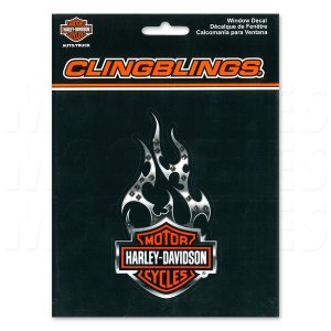 画像1: HARLEY-DAVIDSON w/Flames Cling Bling デカール (ステッカー)