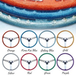 画像1: MOONEYES ORIGINAL California Metal Flake 4-Holes Finger Grip Steering Wheel  38cm(15")