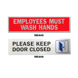 画像2: Metal Message Plate Sticker (イヌに注意)(禁煙)(従業員は手を洗わなければいけません)(ドアを閉めておいて下さい)