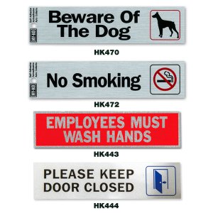 画像1: Metal Message Plate Sticker (イヌに注意)(禁煙)(従業員は手を洗わなければいけません)(ドアを閉めておいて下さい)