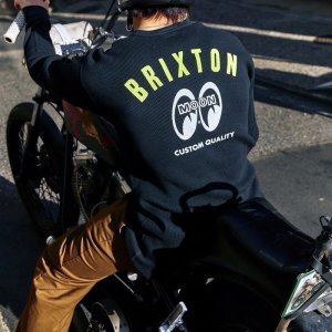画像1: BRIXTON X MOONEYES サーマル ロングスリーブ Tシャツ