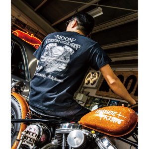 画像1: MOON Custom Cycle Shop パンヘッド Tシャツ