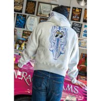 ピンストライプ エンブロイダリー プルオーバー フーディー