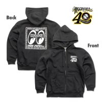 【通販限定/11月上旬お届け予定】MOONEYES 40th Anniv. Square Logo ジップ フーディー