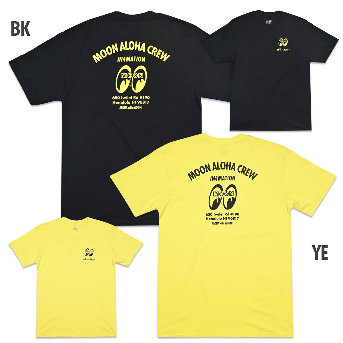 in4mation x MOON Aloha Crew Tシャツ