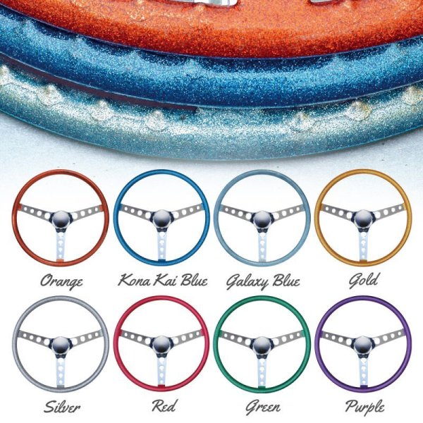 画像1: MOONEYES ORIGINAL California Metal Flake 4-Holes Finger Grip Steering Wheel  38cm(15") (1)