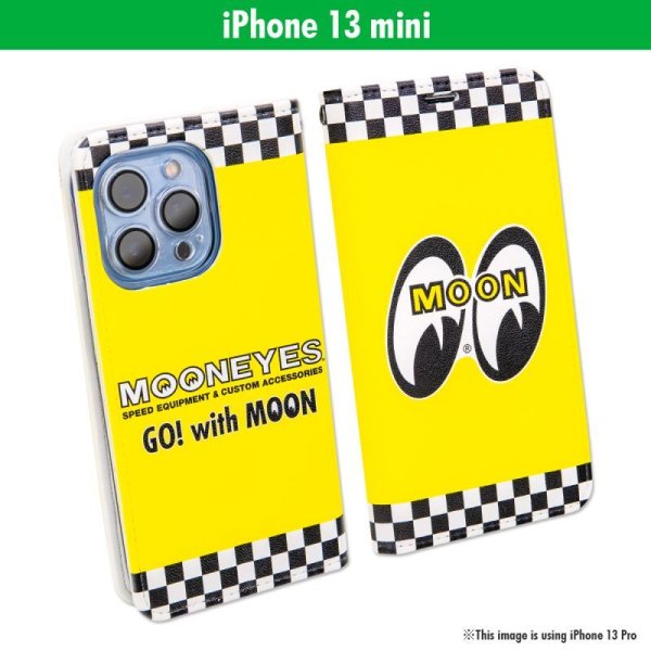 画像1: MOON チェッカー iPhone 13 mini フリップ ケース (1)