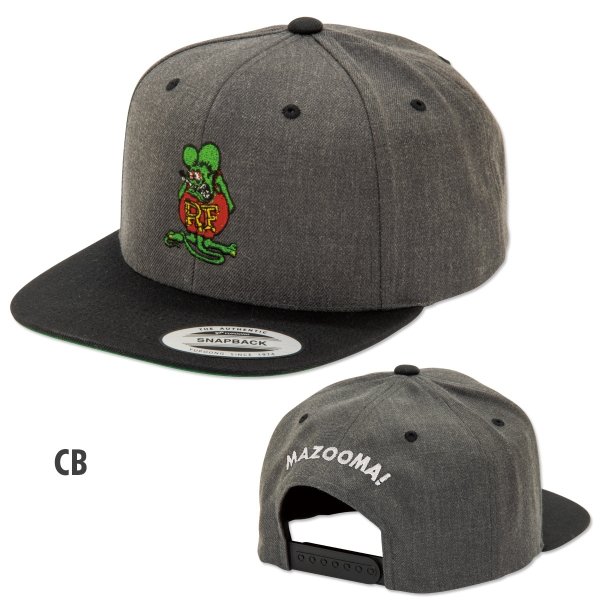 Standing Rat Fink Embroidery フラット バイザー キャップ