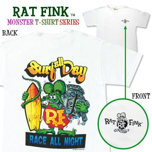 画像1: ラット フィンク モンスター Tシャツ "Surf all Day" (1)