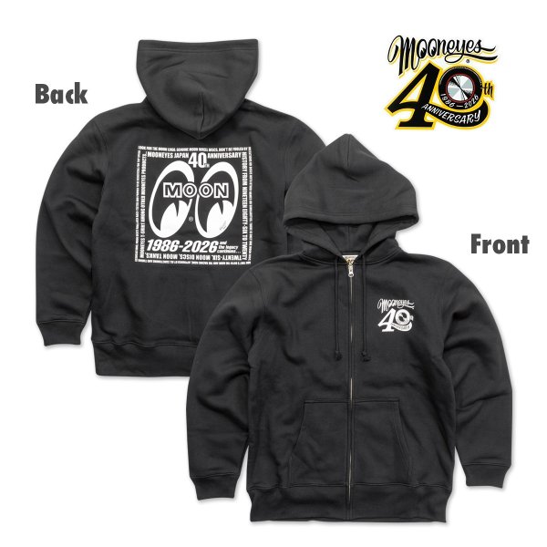 画像1: 【通販限定/11月上旬お届け予定】MOONEYES 40th Anniv. Square Logo ジップ フーディー (1)