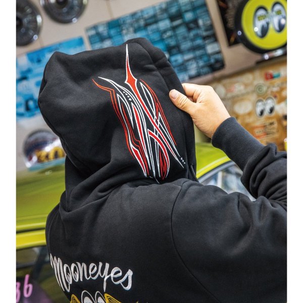 画像2: Pinstripe Fly with MOON Emb. ジップ フーディー (2)