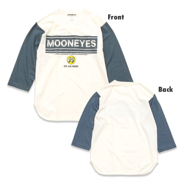 画像2: MOONEYES ストライプ ロゴ ベースボール Tシャツ (2)