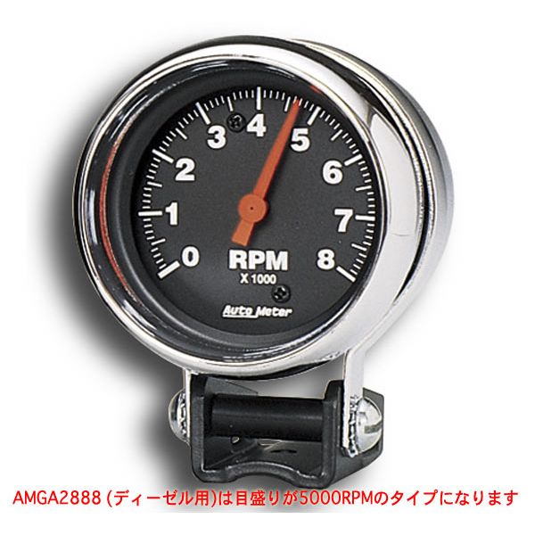 画像1: パフォーマンス 5000RPM ブラック ミニ タコメーター ディーゼル用 (1)