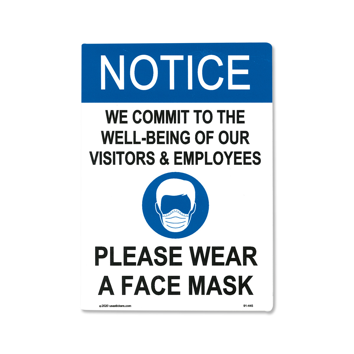 画像1: Notice Please Wear A Face Mask ステッカー (フェイスマスク着用のお願い) (1)
