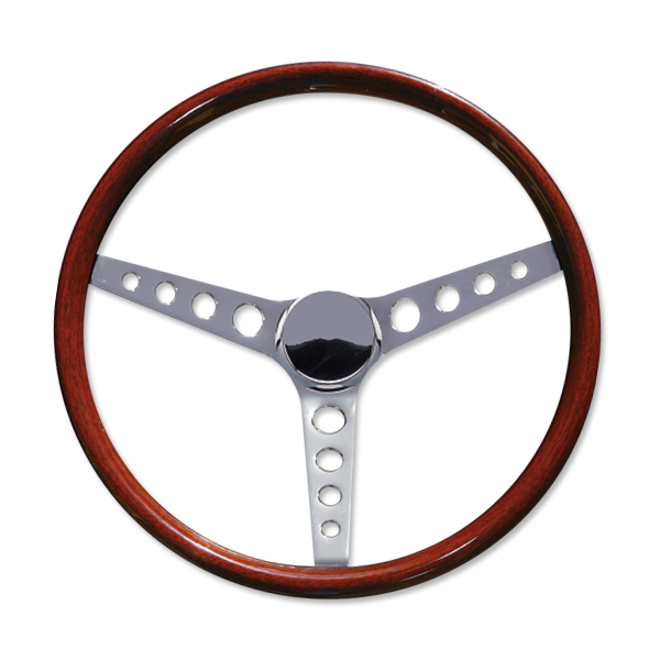 画像1: 15" Wood Steering Wheel Round Hole (1)