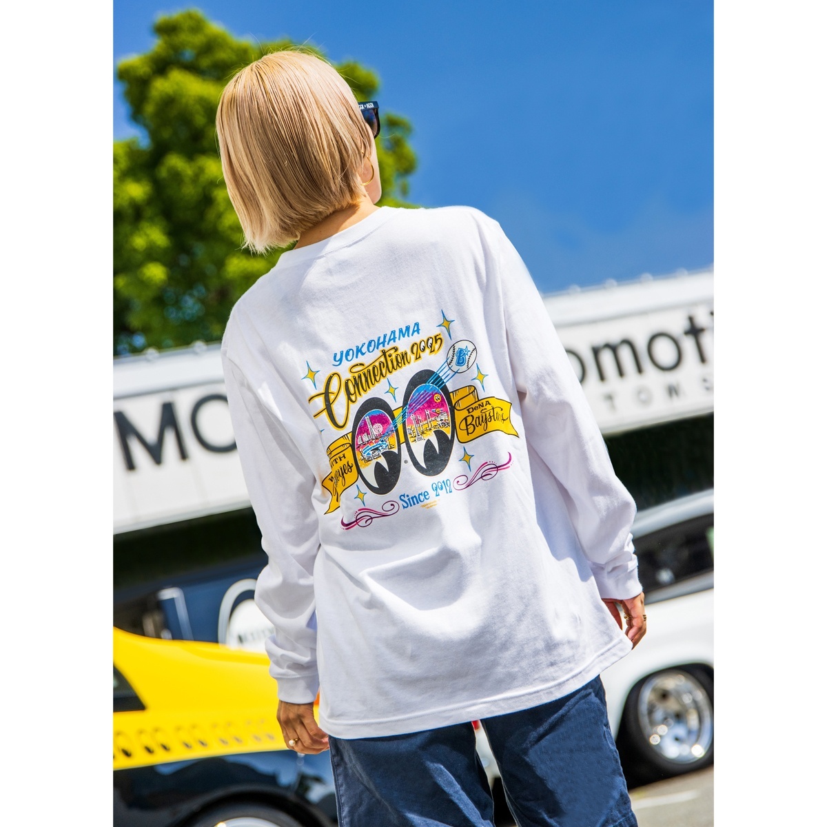 横浜DeNAベイスターズ×MOONEYES/ビンテージロングTシャツ XLサイズ 横浜DeNAベイスターズ x MOONEYES 2025 ロングスリーブ Tシャツ