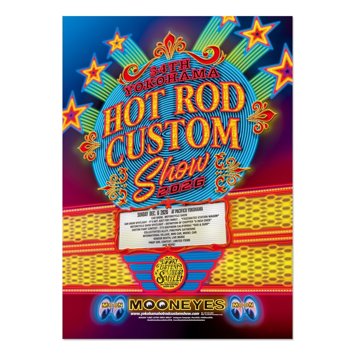 画像1: 34th YOKOHAMA HOT ROD CUSTOM SHOW 2026 ポスター(ネオン) (1)