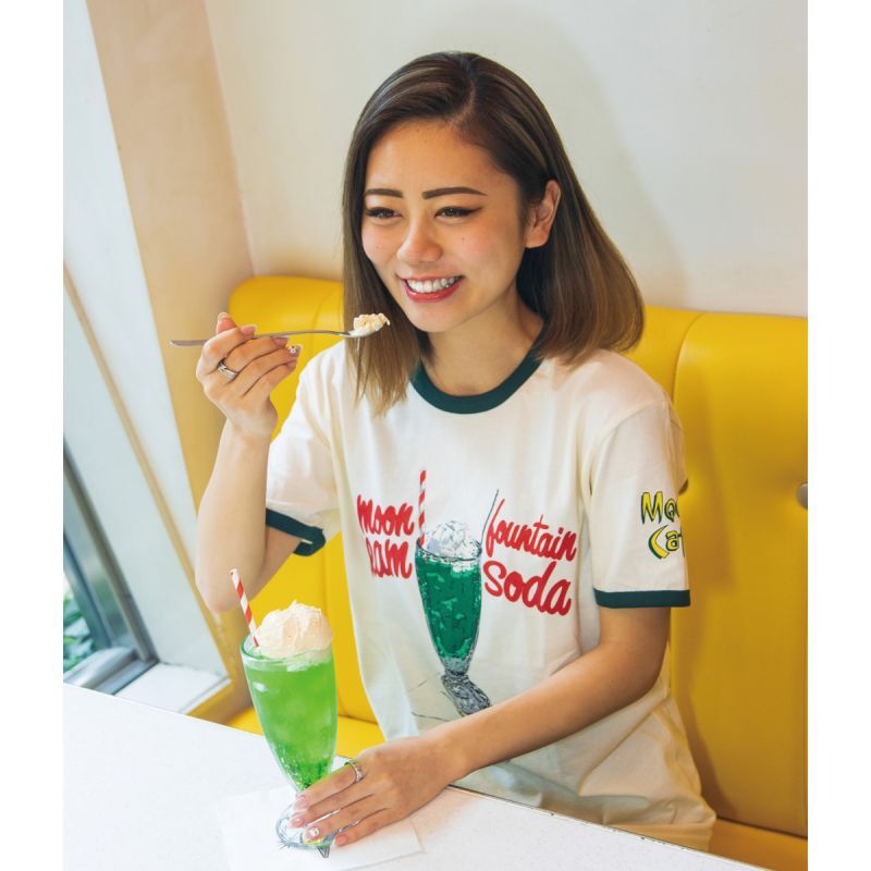 MOON Cafe クリームソーダ トリム Tシャツ