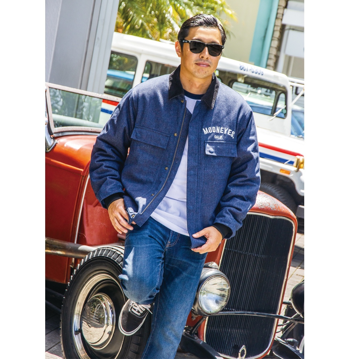 MOON ヘリンボーン デニム ジャケット